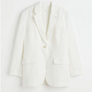 NWT H&M oversized linen blend white blazer